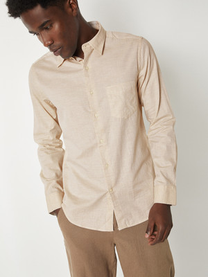 MAX Men Solid Casual Beige Shirt