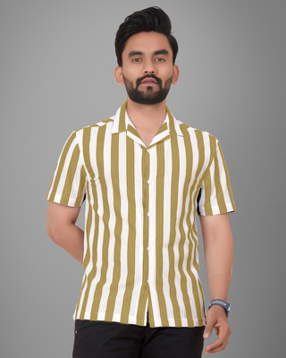 METRONAUT Men Striped Casual Yellow Shirt