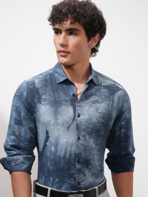 HIGHLANDER Men Printed Casual Blue Shirt