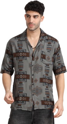 BlackThread Men Printed Casual Grey Shirt