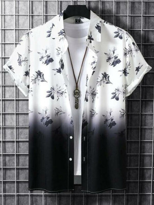 HouseOfCommon Men Printed Casual White, Black Shirt