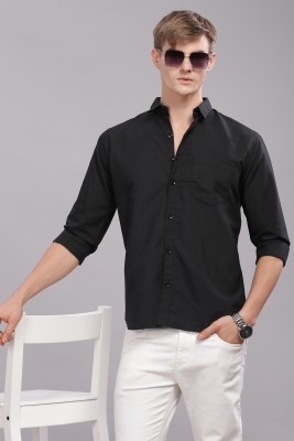 Dijuca Med Men Solid Casual Black Shirt