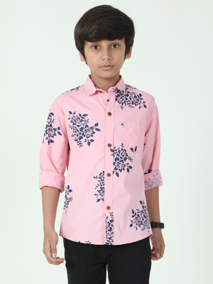 AIDAN PAUL Boys Floral Print Casual Pink Shirt