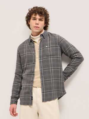 THE BEAR HOUSE Men Checkered Casual Grey Shirt