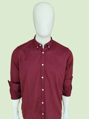 Thirty Seven Men Solid Casual Brown Shirt