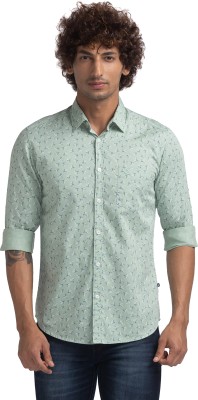 PARX Men Printed Casual Light Green, Light Blue, White Shirt