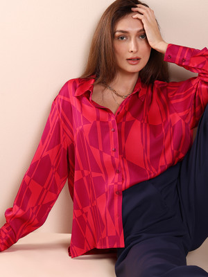 VERO MODA Women Printed Casual Red Shirt