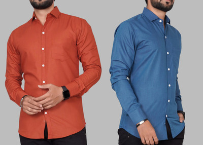 METRONAUT Men Solid Casual Multicolor Shirt(Pack of 2)