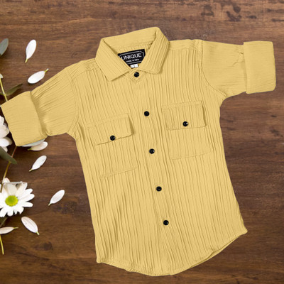 zans and mens Boys Self Design Casual Yellow Shirt