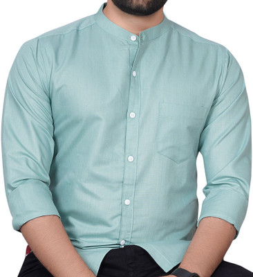 GLOBAL NOMAD Men Solid Casual Light Blue Shirt