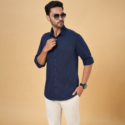 Byford by Pantaloons Men Solid Casual Dark Blue Shirt