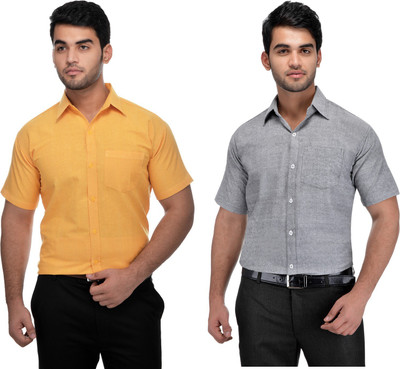 DESHBANDHU KHADI Men Solid Formal Multicolor Shirt(Pack of 2)