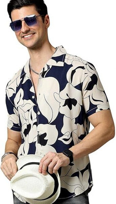 PRAANVI ENTERPRISE Men Printed Beach Wear Blue, White Shirt
