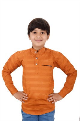 IDHYAH Boys Solid Straight Kurta(Orange)