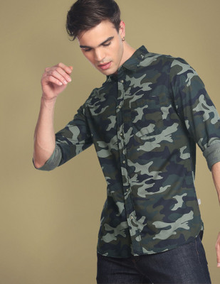 FLYING MACHINE Men Printed Casual Green Shirt