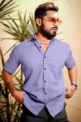 METRONAUT Men Self Design Casual Purple Shirt