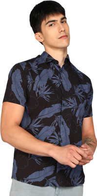 Kolor Fusion Men Printed Casual Black, Blue Shirt