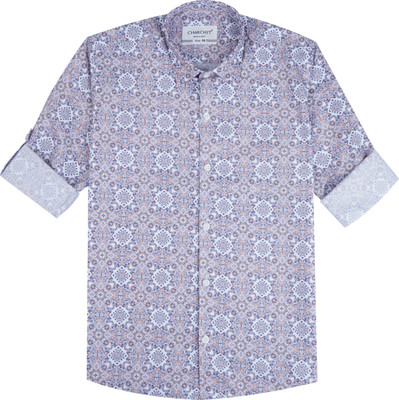 Charchit Boys Printed Casual Blue Shirt
