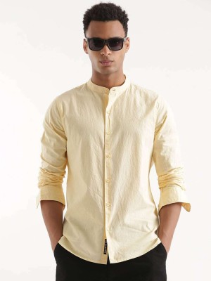 WROGN Men Solid Casual Yellow Shirt