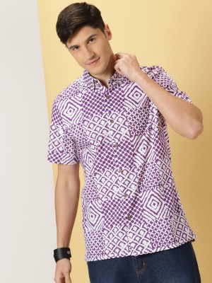 THOMAS SCOTT Men Printed Casual Purple Shirt