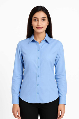ZUNAIRA GARMENTS Women Solid Formal Blue Shirt