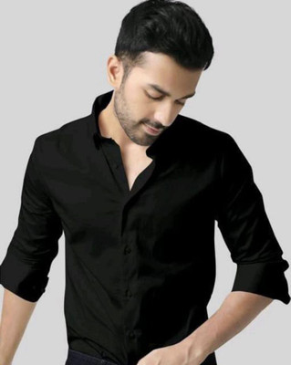 Kalawatia fashion Men Solid Casual Black Shirt