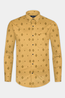 HOC Men Printed Casual Yellow Shirt