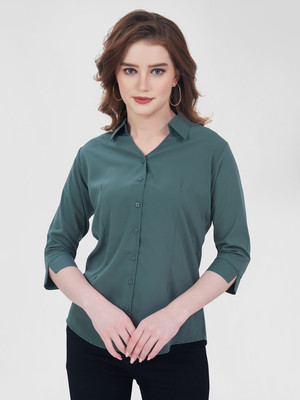 kevara Women Solid Casual Green Shirt