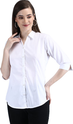 Cinders Women Solid Casual White Shirt