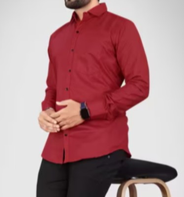 Gh creation Men Solid Casual Red Shirt