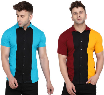 BEYOU FASHION Men Solid Formal Multicolor Shirt(Pack of 2)