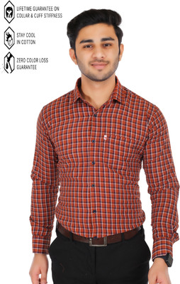 Marc Laurent Men Checkered Casual Red Shirt