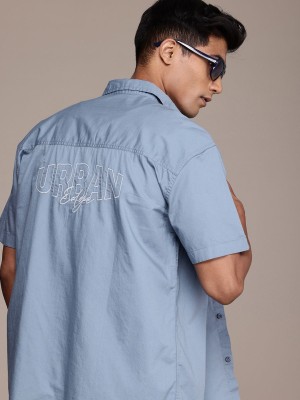 Roadster Men Self Design Casual Blue Shirt