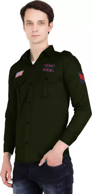 Super Weston Trend Men Solid Casual Dark Green Shirt