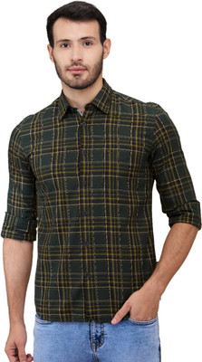 PARX Men Checkered Casual Green Shirt