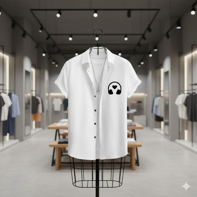 Siya Fashion Men Printed Casual White Shirt