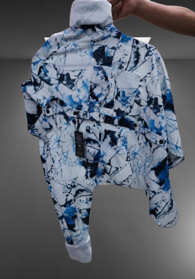 ALIJA FASHION HUB Men Printed Casual Blue Shirt