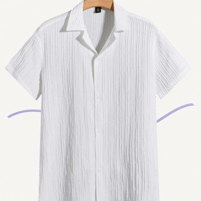 Jenil Fashion Men Self Design Casual White Shirt