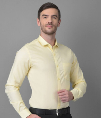 Saroo Men Solid Formal Yellow Shirt