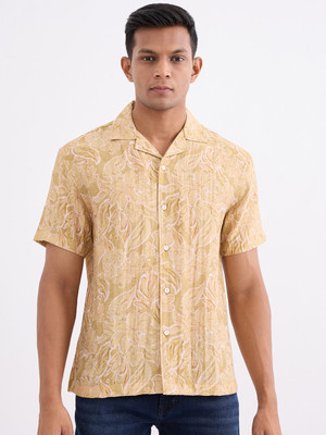 Spykar Men Printed Casual Yellow Shirt