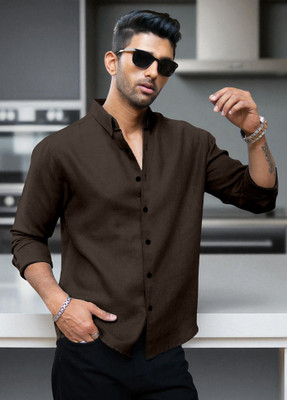 Yanthhi Men Solid Casual Purple Shirt