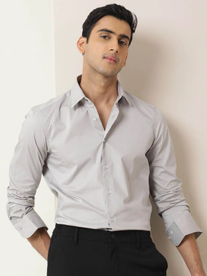 RARE RABBIT Men Solid Casual Grey Shirt
