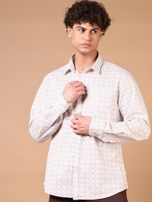 V-MART Men Printed Casual Beige Shirt