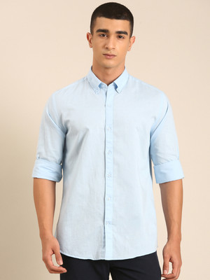 CAVALLO BY LINEN CLUB Men Solid Casual Blue Shirt
