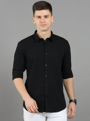 Zabalo Men Solid Casual Black Shirt