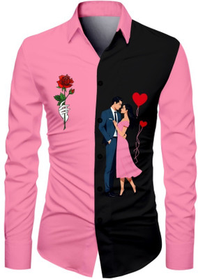AviraEnterprise Men Printed Casual Pink Shirt
