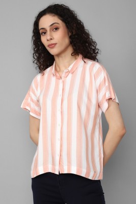 Allen Solly Women Striped Casual Pink Shirt