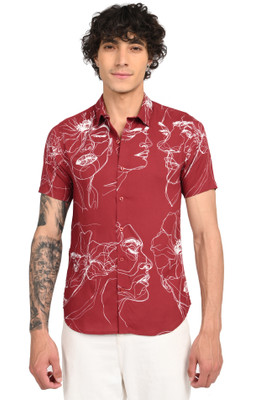 Art Reaalm Men Printed Casual Maroon Shirt