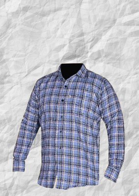 Marc Laurent Men Checkered Formal Blue, Dark Blue, White Shirt