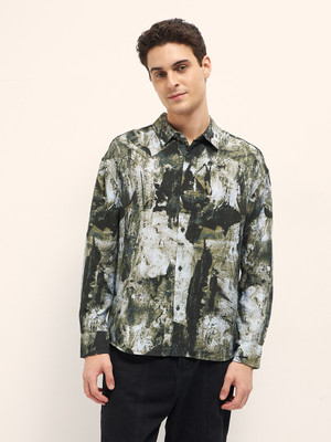 THE BEAR HOUSE Men Printed Casual Green Shirt